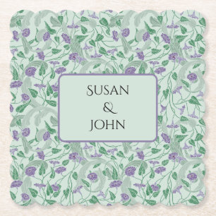 Victorian Purple Flower Ivy Decorative Flourish Paper Coaster