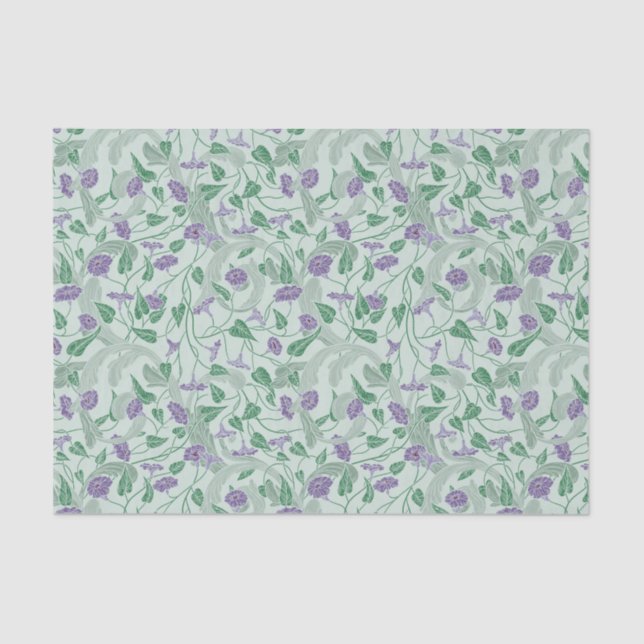 Victorian Purple Flower Ivy Decorative Flourish Tissue Paper (Front)