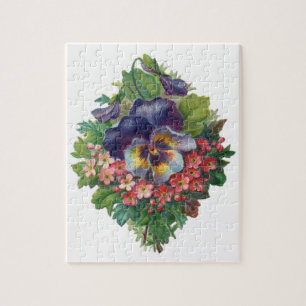 Victorian Purple Pansy Bouquet for Mother's Day Jigsaw Puzzle