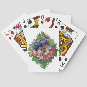 Victorian Purple Pansy Bouquet for Mother's Day Playing Cards