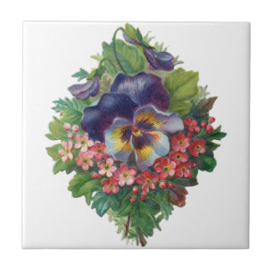 Victorian Purple Pansy Bouquet for Mother's Day Tile
