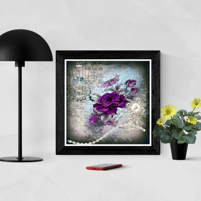 Victorian Purple Plum Rose Grunge Poster (Creator Uploaded)