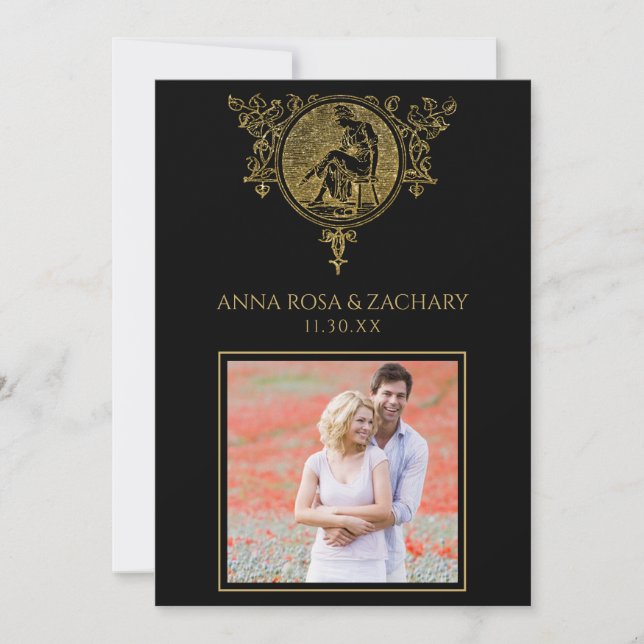 *~* Victorian QR PHOTO RSVP AR6 Ornate Wedding Invitation (Front)