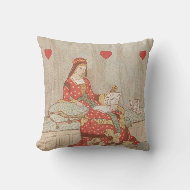 Victorian Queen of Hearts 1900's Valentine Cushion (Front)