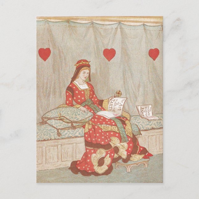 Victorian Queen of Hearts 1900's Valentine Holiday Postcard (Front)