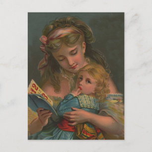 Victorian Reading Time Postcard