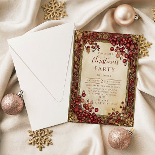 Victorian Red Berry Christmas Invitation