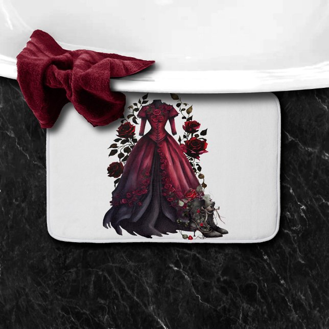 Victorian Red Dress and Heels | Antique Roses Gown Bath Mat (Creator Uploaded)