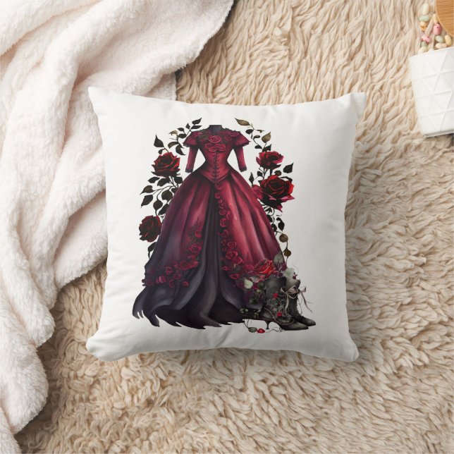 Victorian Red Dress and Heels | Antique Roses Gown Cushion (Blanket)
