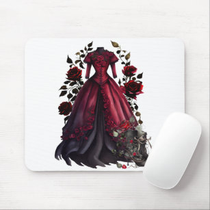 Victorian Red Dress and Heels   Antique Roses Gown Mouse Mat