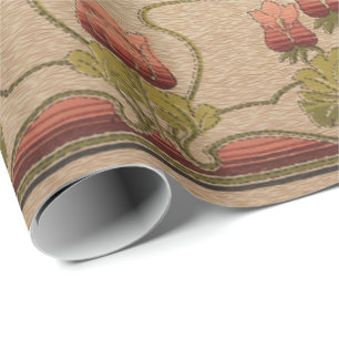 Victorian red floral frieze wrapping paper
