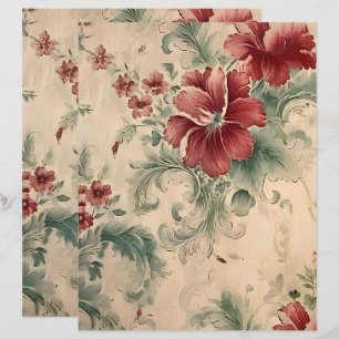 Victorian Red Flowers Scrapbook Paper