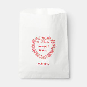 Victorian Red Heart Wedding Favour Bag