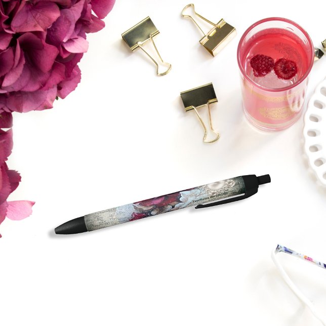 Victorian Red Rose Ephemeral Grunge  Black Ink Pen (Creator Uploaded)