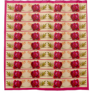 Victorian red rose print shower curtain
