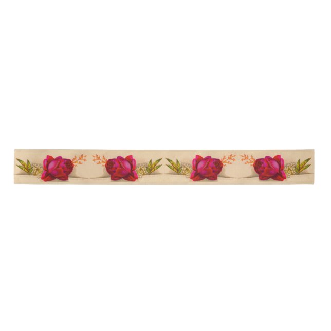 Victorian red rose satin ribbon (Front)