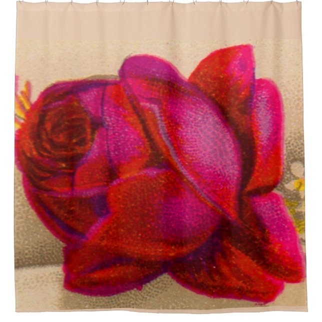 Victorian red rose shower curtain (Front)