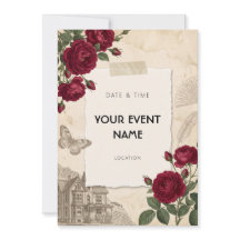 Victorian Red Rose Vintage Collage Frame