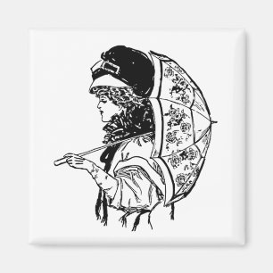 Victorian Regency Woman with Parasol Portrait Magnet
