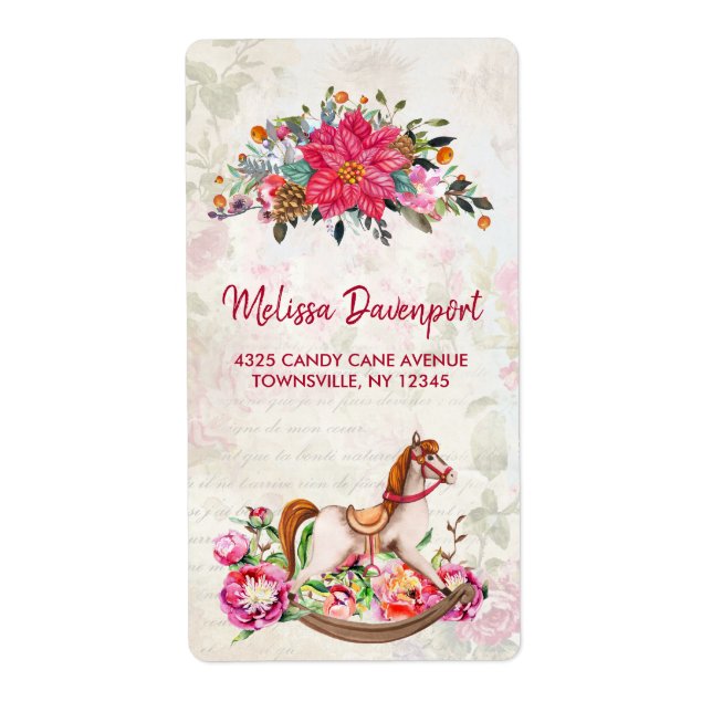 Victorian Rocking Horse & Poinsettia Christmas (Front)