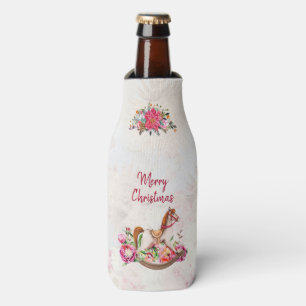 Victorian Rocking Horse & Poinsettia Christmas Bottle Cooler
