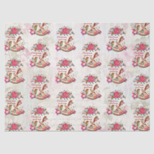 Victorian Rocking Horse & Poinsettia Christmas Tissue Paper