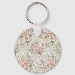 Victorian Romance: Blushing Peonies Delicate Lace Key Ring