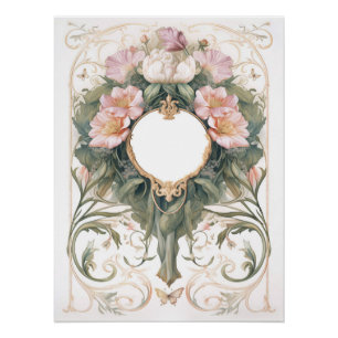 Victorian Romance Floral Background Poster