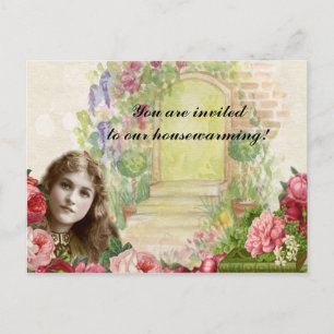 Victorian Romantic Painterly Roses Door Postcard