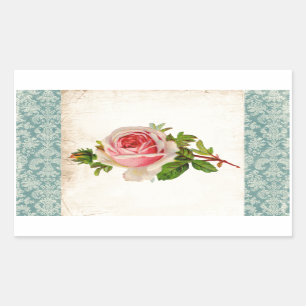 Victorian Rose and Damask Rectangular Sticker