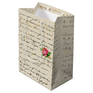 Victorian Rose and Letter Medium Gift Bag
