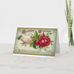 Victorian Rose Birthday Greeting Card