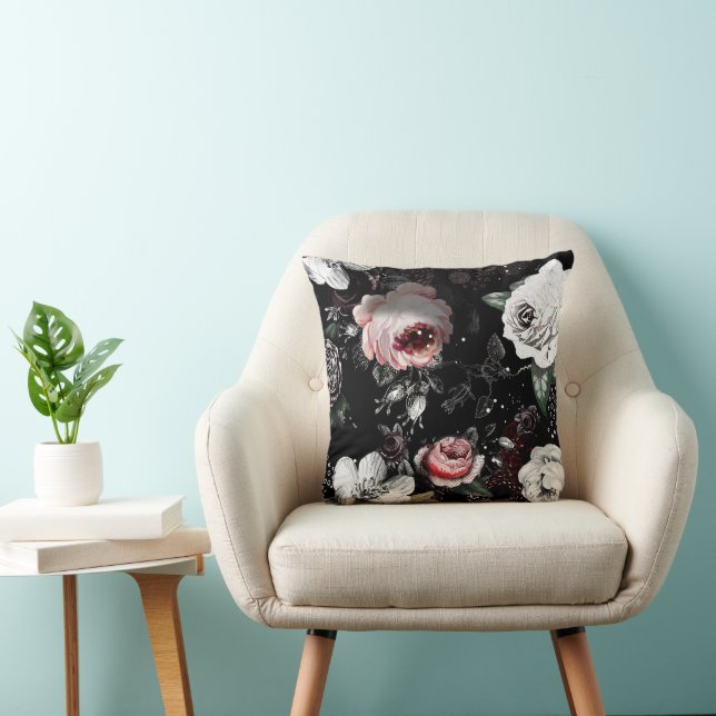 Victorian Rose Bold Colourful Floral Cushion (Chair)