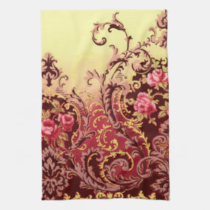 Victorian rose elegant floral vintage tea towel