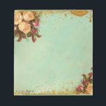 Victorian Rose Elegant Paper Notepad<br><div class="desc">This paper design features a gorgeous Victorian era rose artfully combined with modern touches of paint splatter and swirls on an aged background. Vintage charm abounds! Colours are greens,  golds,  browns,  yellows,  reds & pinks. See coordinating stationery products in my store. Designed by Brandyinthesky,  Copyright 2010. All rights reserved.</div>