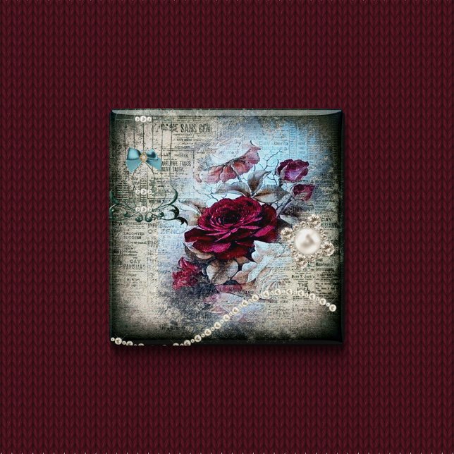 Victorian Rose Ephemera 15 Cm Square Badge (Creator Uploaded)