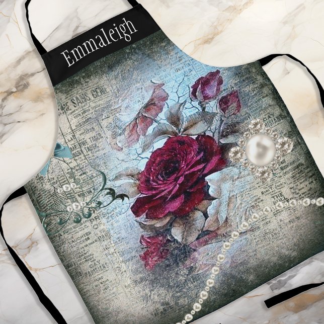 Victorian Rose Ephemera Apron (Creator Uploaded)