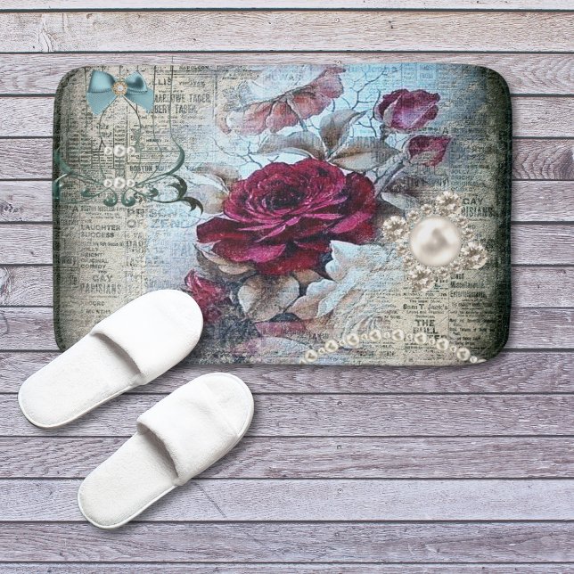 Victorian Rose Ephemera Bath Mat (Creator Uploaded)