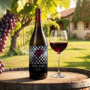 Victorian Rose Ephemera Floral Wine Label