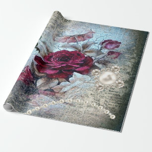 Victorian Christmas Rose Wrapping Paper
