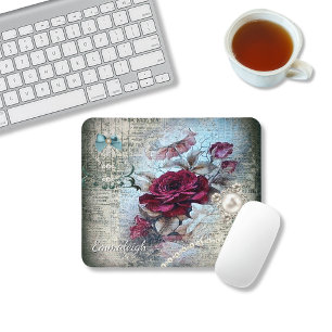 Victorian Rose Ephemera Monogram Mouse Mat