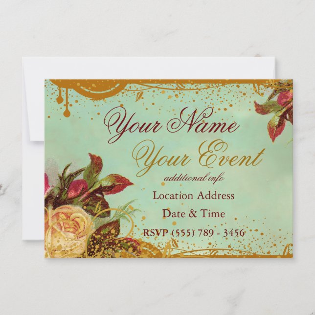 Victorian Rose Fancy Invitation Announcement (Front)
