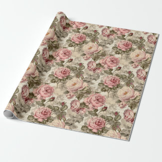 Victorian Rose Floral Ephemera Decoupage Wrapping Paper