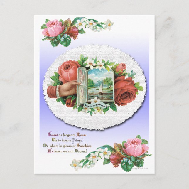 Victorian Rose Floral Friendship Card (Front)