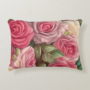 Victorian Rose Garden - Pastel Pink Blooms Decorative Cushion