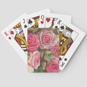 Victorian Rose Garden - Pastel Pink Blooms Playing Cards