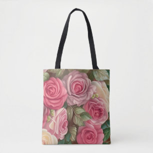Victorian Rose Garden - Pastel Pink Blooms Tote Bag