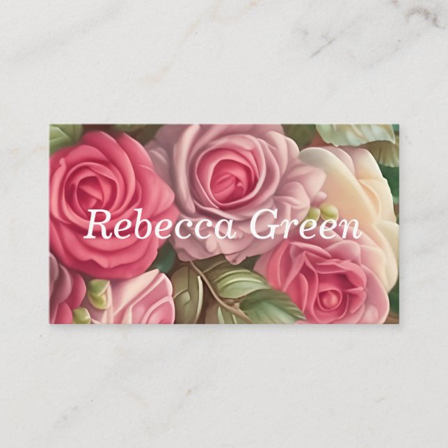 Victorian Rose Garden - Wedding Bouquet Business Card (Front)