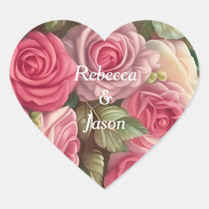 Victorian Rose Garden - Wedding Bouquet Heart Sticker