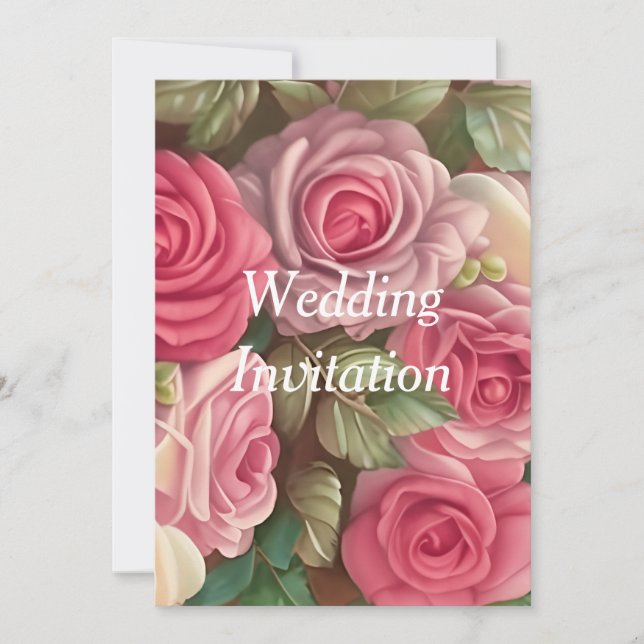 Victorian Rose Garden - Wedding Bouquet Invitation (Front)